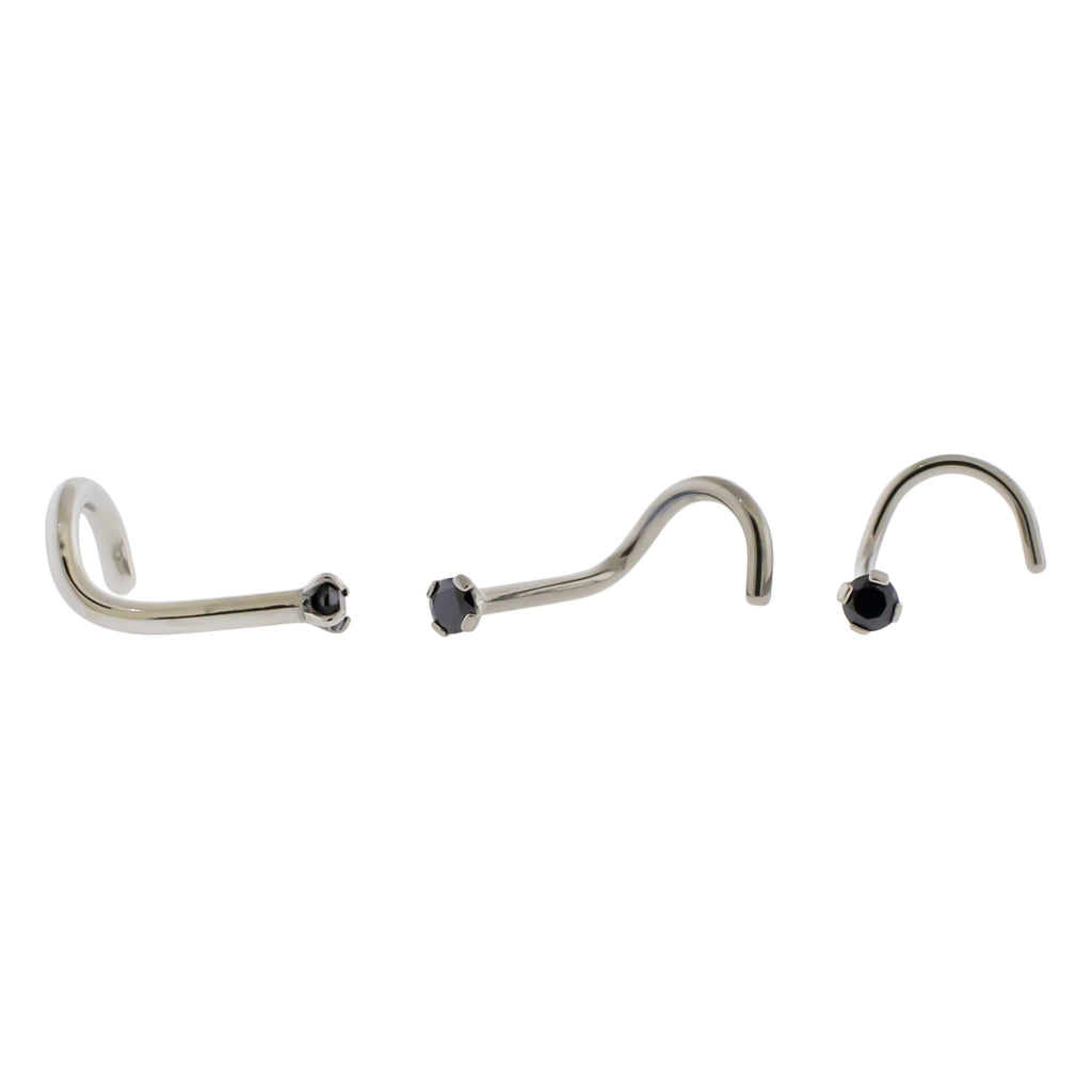 Steel Prong Set Nose Screw With Premium Zirconia | Body Jewelry | Wiccan Center