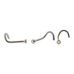 Steel Bezel Set Nose Screw With Premium Crystals | Body Jewelry | Wiccan Center