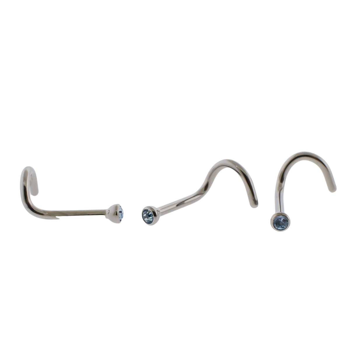 Steel Bezel Set Nose Screw With Premium Crystals | Body Jewelry | Wiccan Center