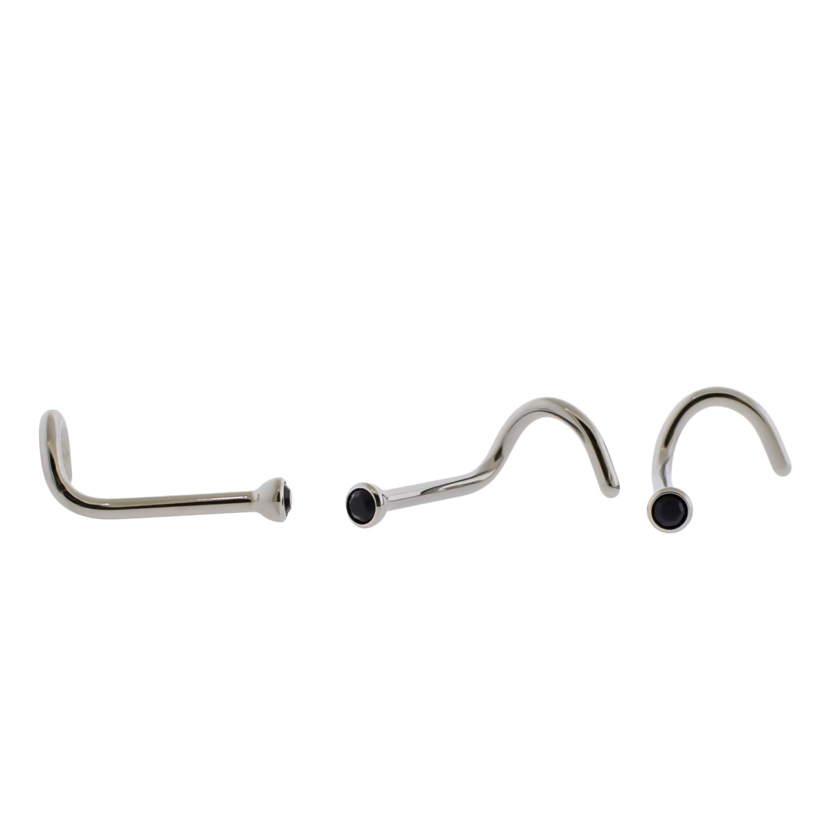 Steel Bezel Set Nose Screw With Premium Crystals | Body Jewelry | Wiccan Center