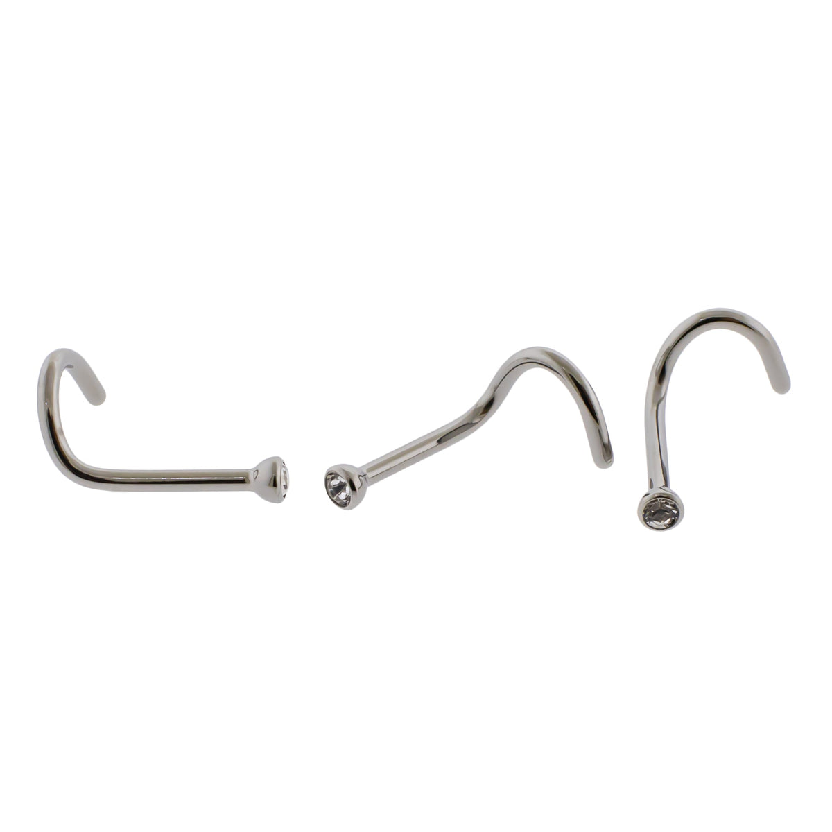 Steel Bezel Set Nose Screw With Premium Crystals | Body Jewelry | Wiccan Center