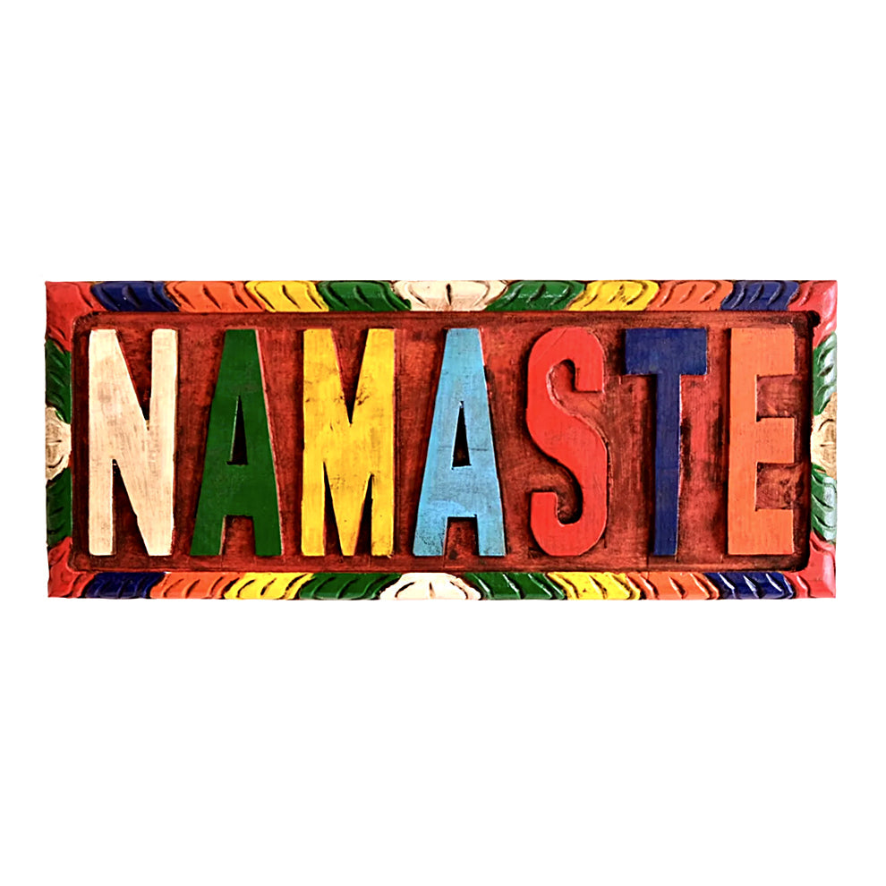 Tibetan Namaste Wooden Wall Hanging Plaque | Figurine | Wiccan Center