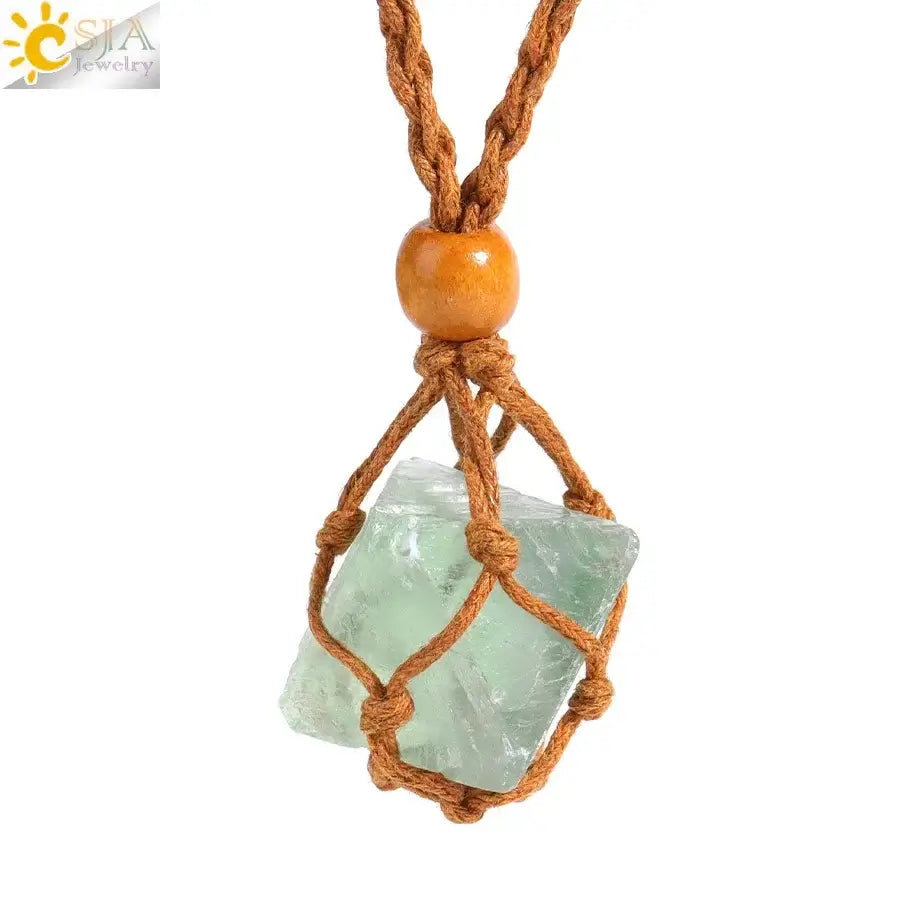 Natural Crystal Healing Necklace – Raw Gemstone Pendant Adjustable Cord for Women & Men