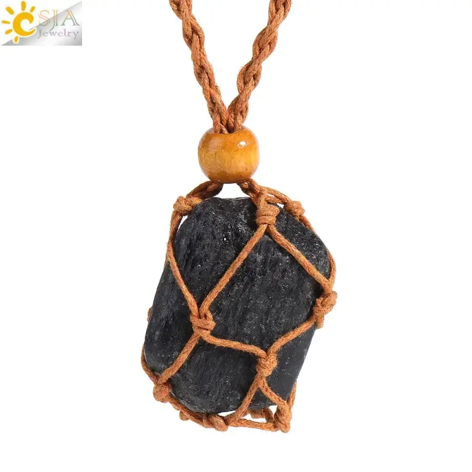 Natural Crystal Healing Necklace – Raw Gemstone Pendant Adjustable Cord for Women & Men