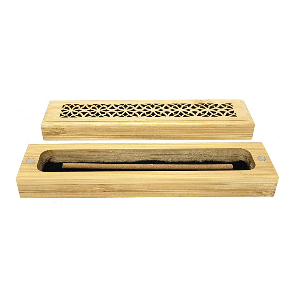 Natural Finish Wood Incense Box Burner - Small | Incense Burner | Wiccan Center