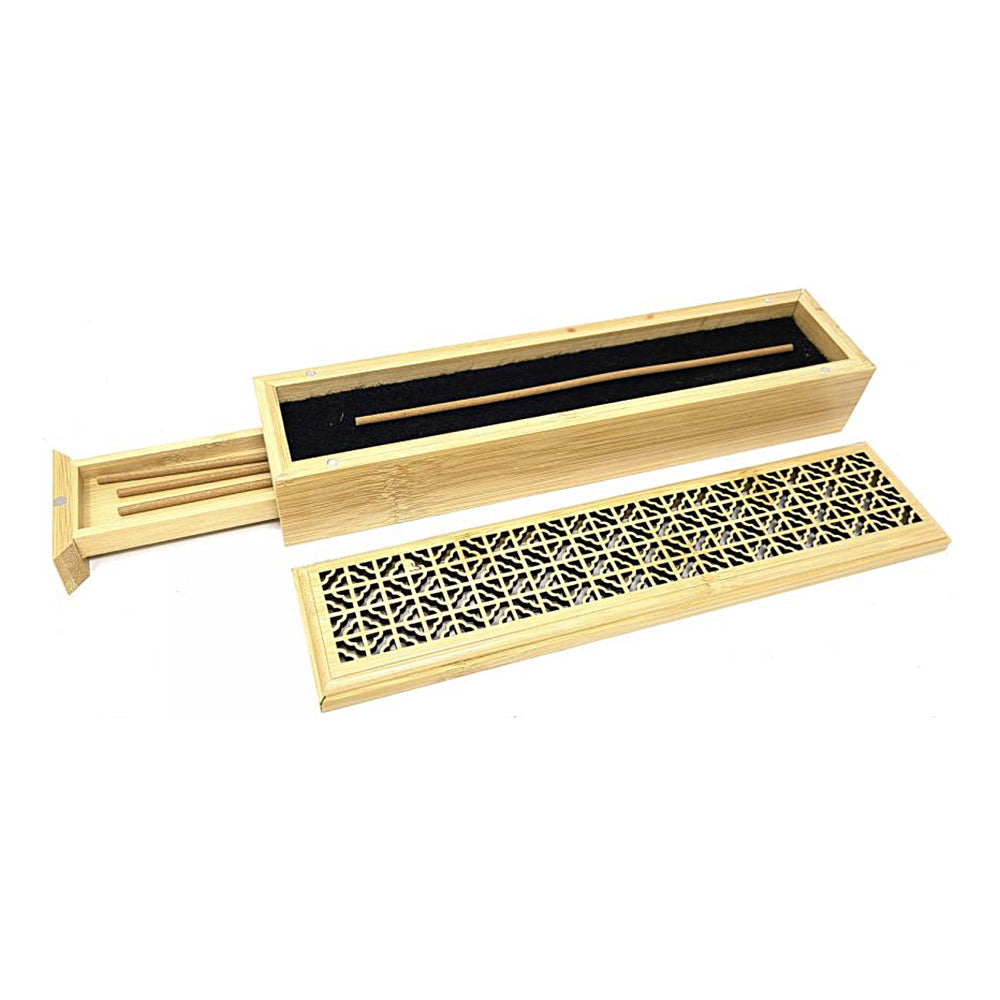 Natural Finish Wood Incense Box Burner - Large | Incense Burner | Wiccan Center