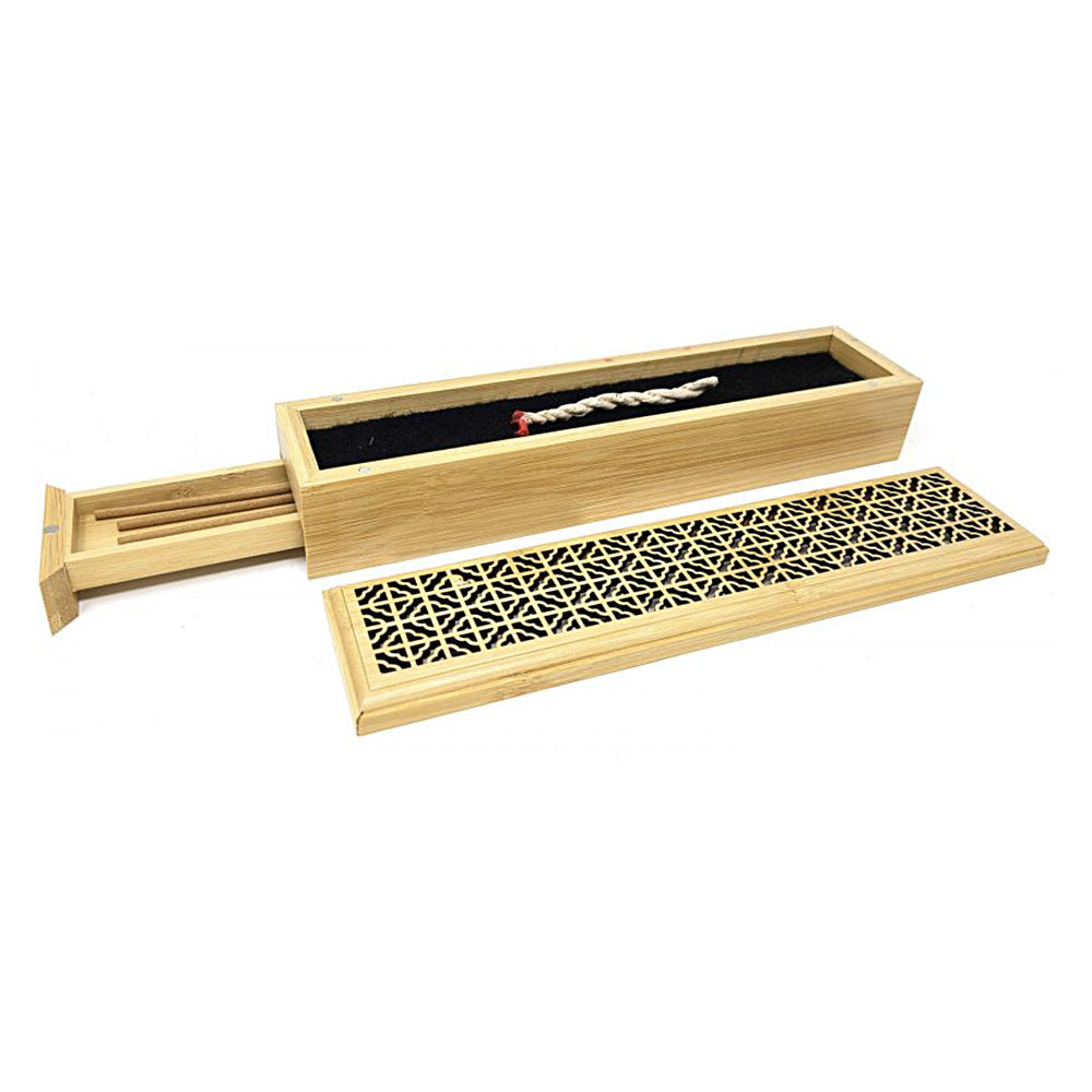 Natural Finish Wood Incense Box Burner - Large | Incense Burner | Wiccan Center