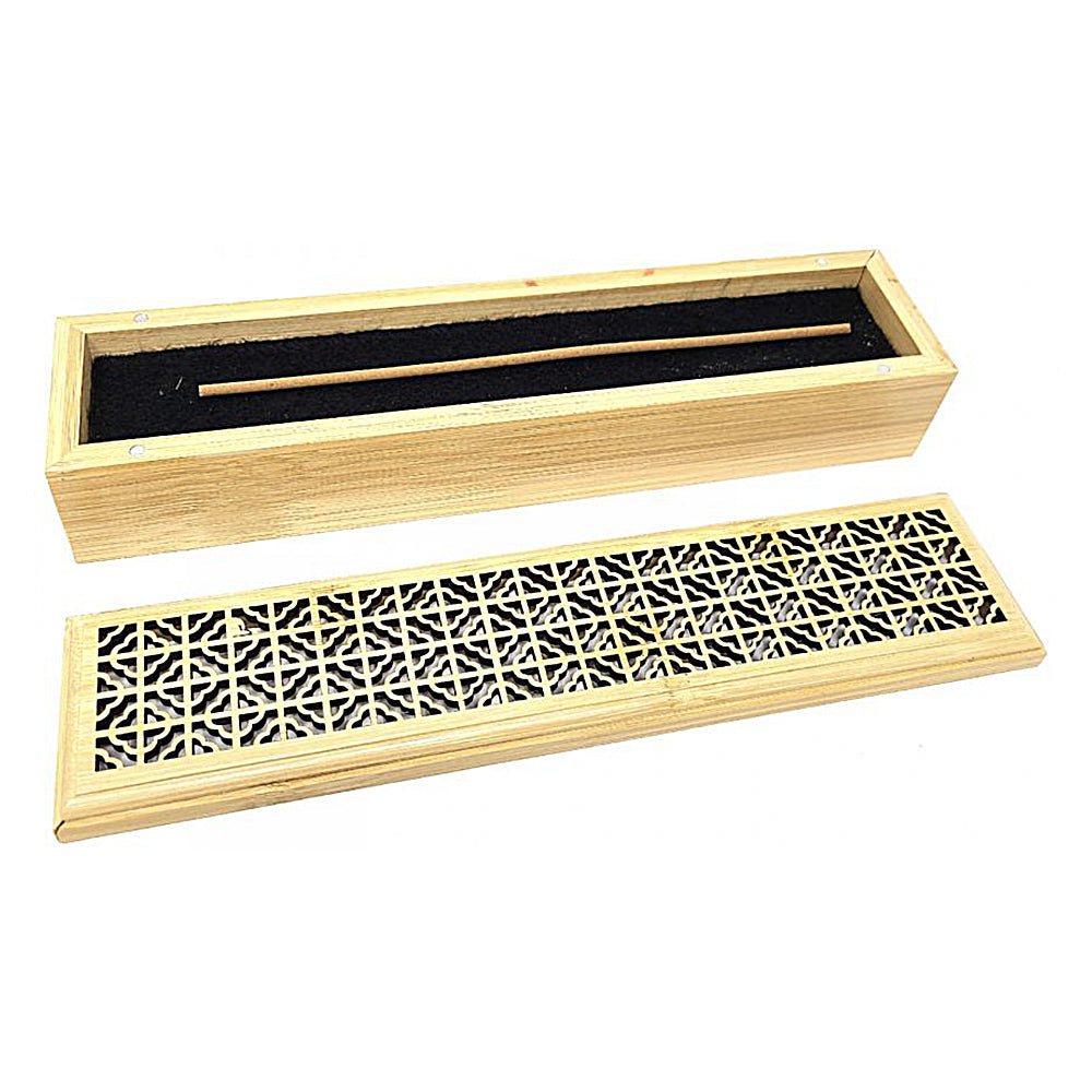 Natural Finish Wood Incense Box Burner - Large | Incense Burner | Wiccan Center