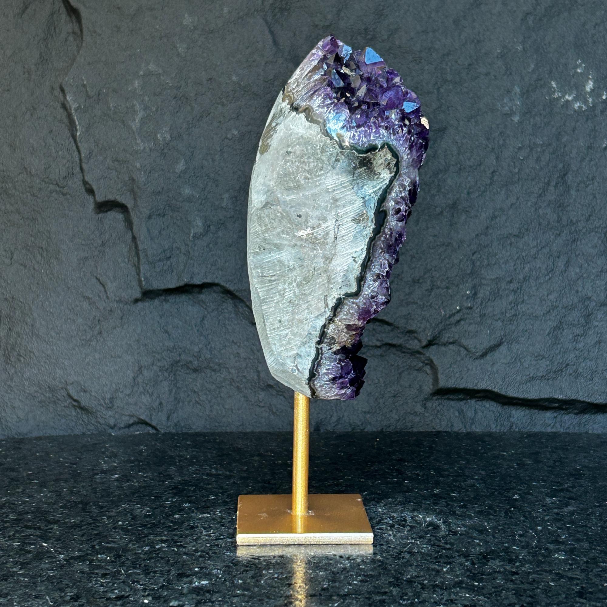 Natural Uruguayan Amethyst Cave on Metal Stand: Rare Home Decor | Amethyst Geodes | Wiccan Center