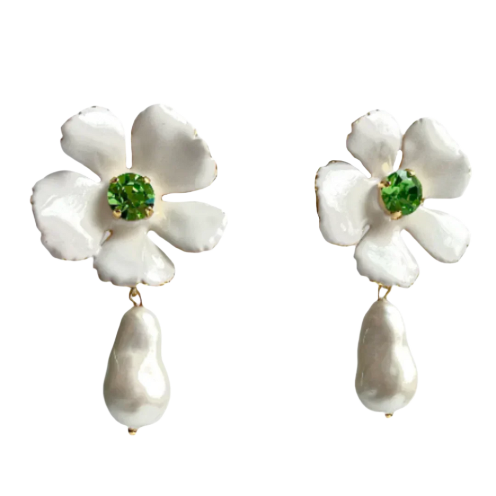 Anna White Flower Earrings