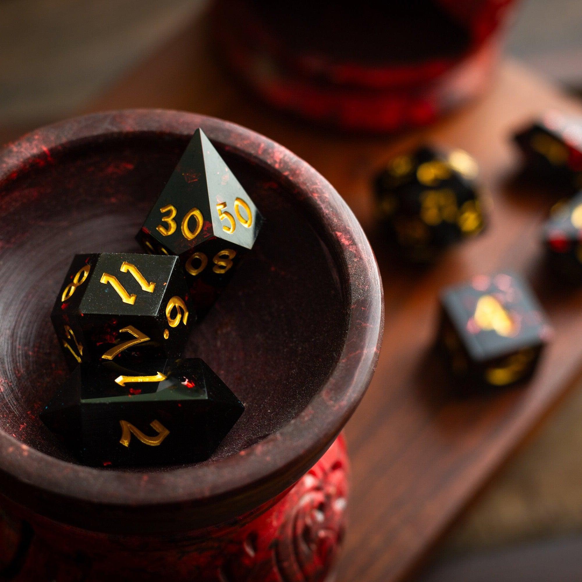 Night Blood Handmade Resin DND Dice Set | Resin Dice | Wiccan Center