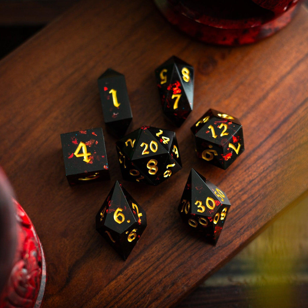 Night Blood Handmade Resin DND Dice Set | Resin Dice | Wiccan Center