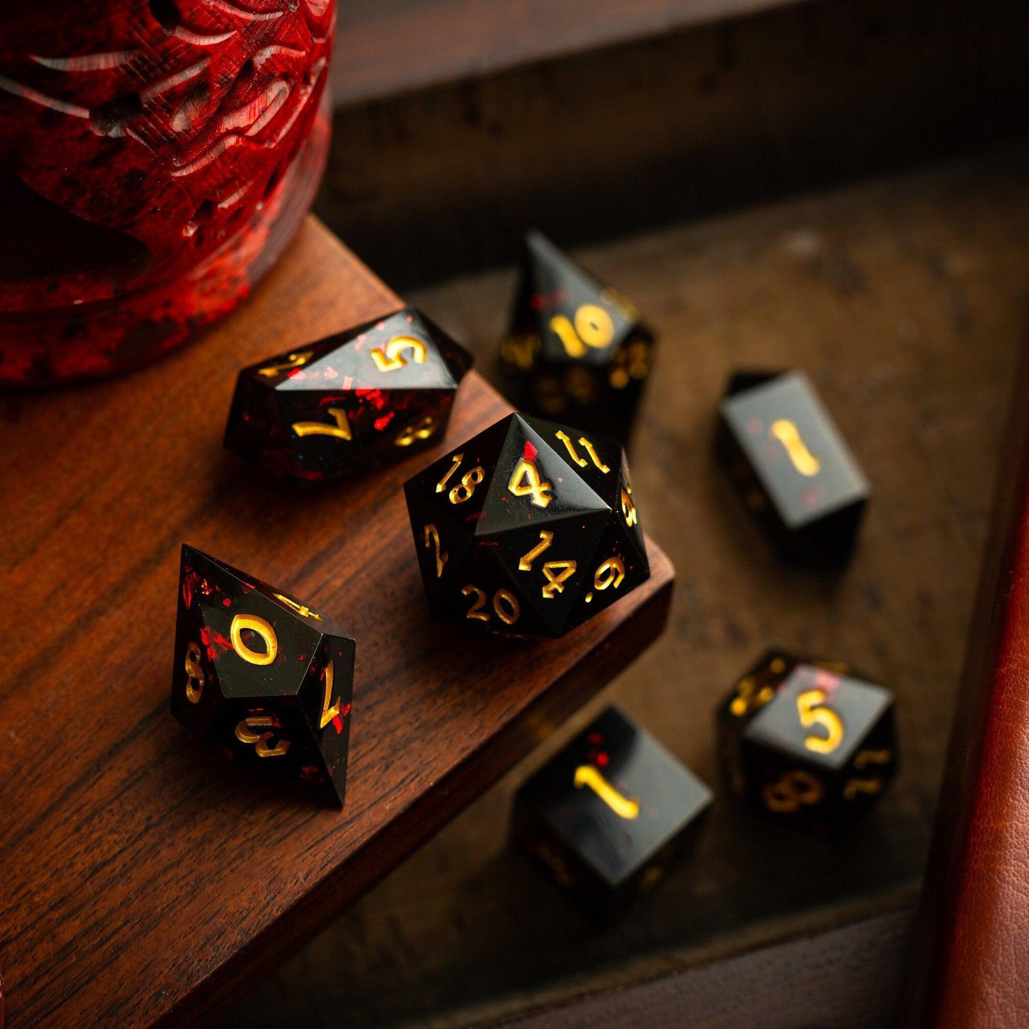 Night Blood Handmade Resin DND Dice Set | Resin Dice | Wiccan Center