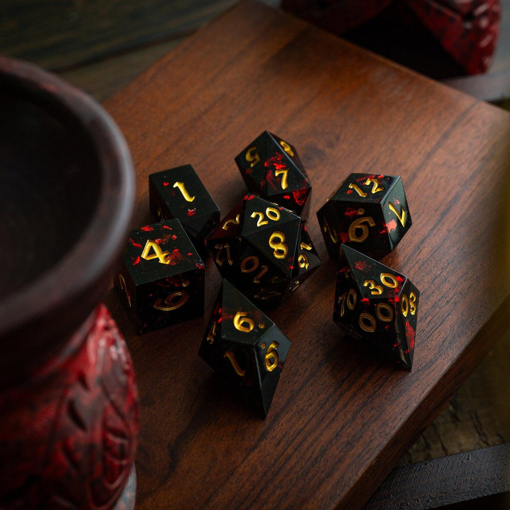 Night Blood Handmade Resin DND Dice Set | Resin Dice | Wiccan Center