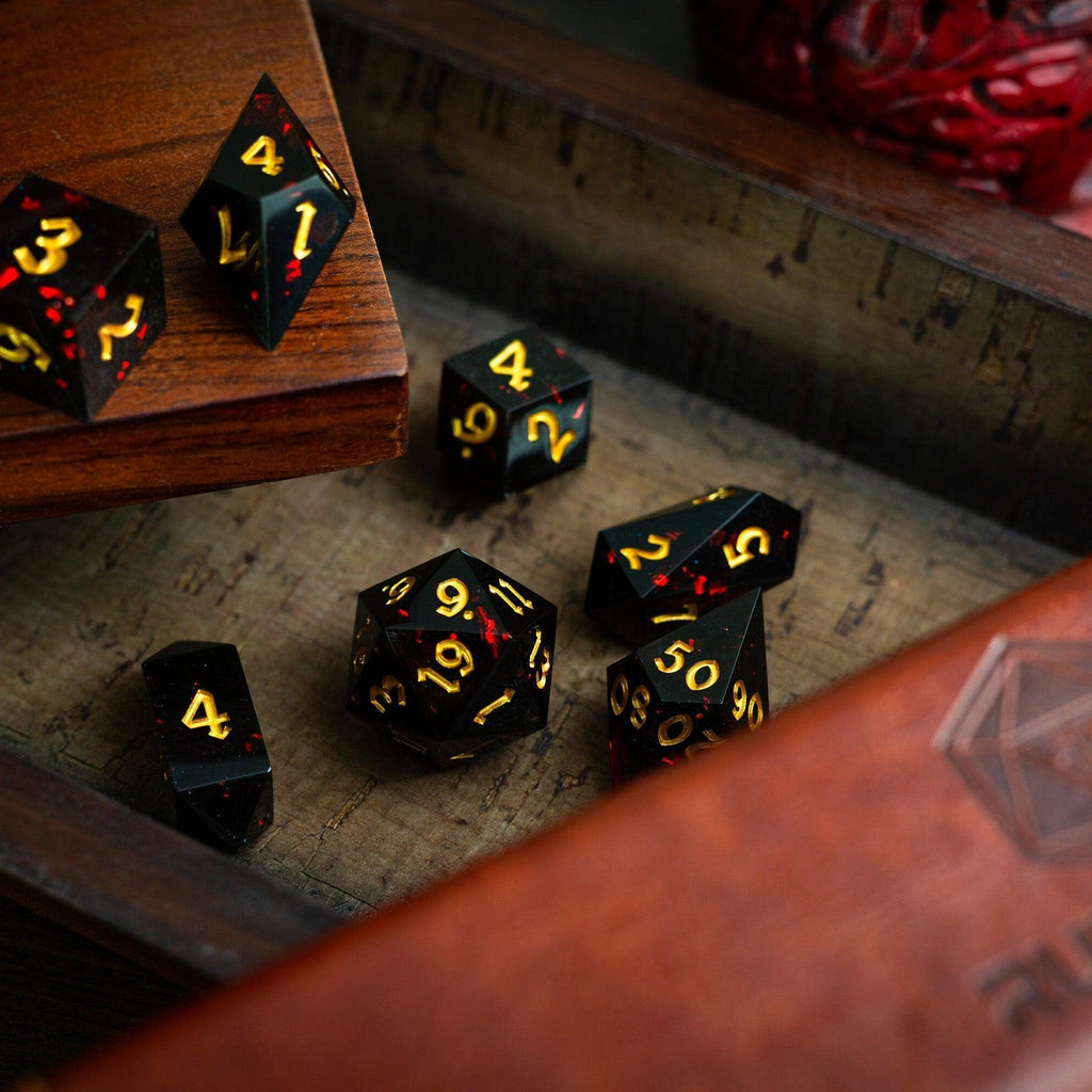 Night Blood Handmade Resin DND Dice Set | Resin Dice | Wiccan Center
