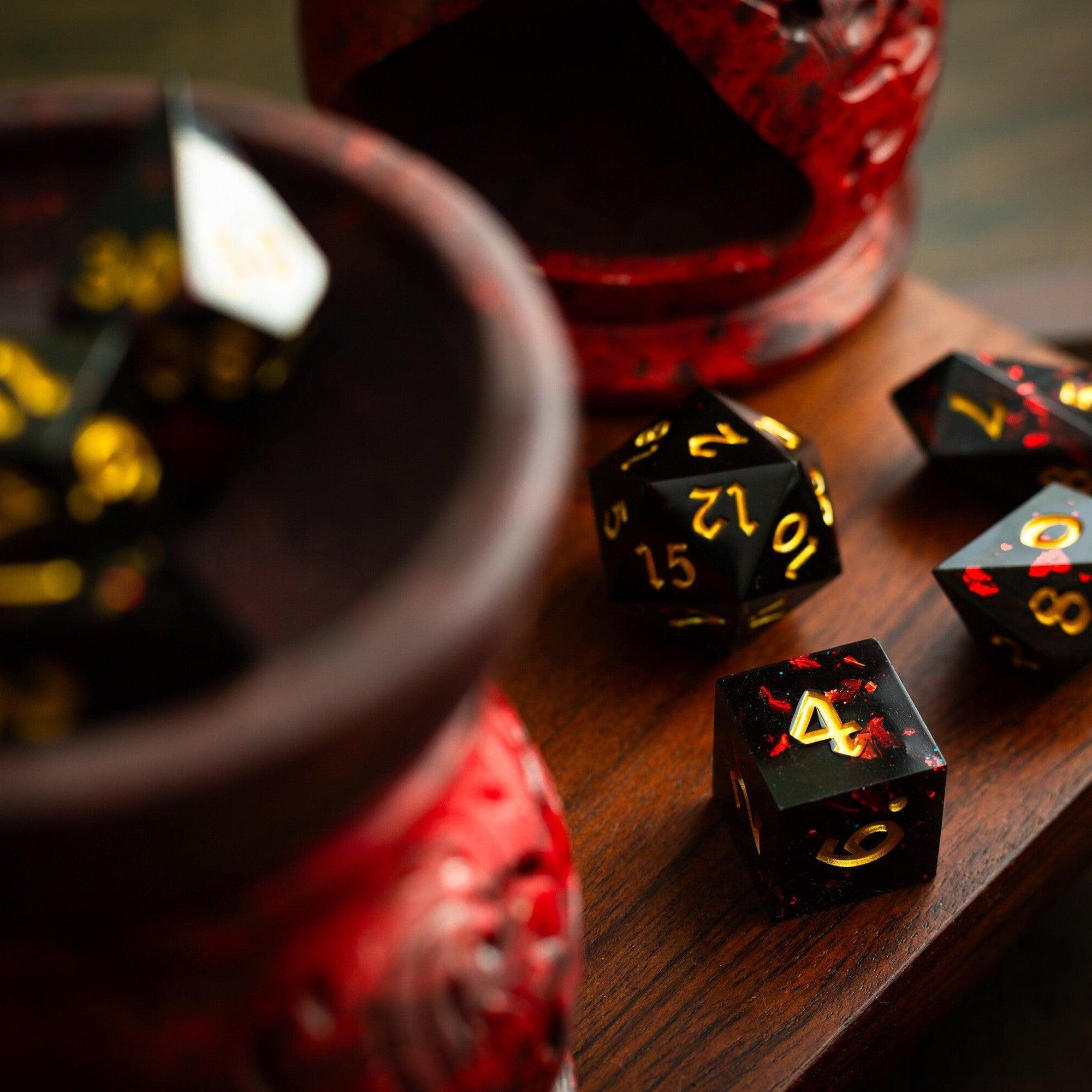 Night Blood Handmade Resin DND Dice Set | Resin Dice | Wiccan Center