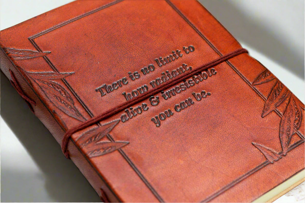 "No Limit To How Radiant" Leather Journal - Empowering & Sustainable Gift | Journal | Wiccan Center