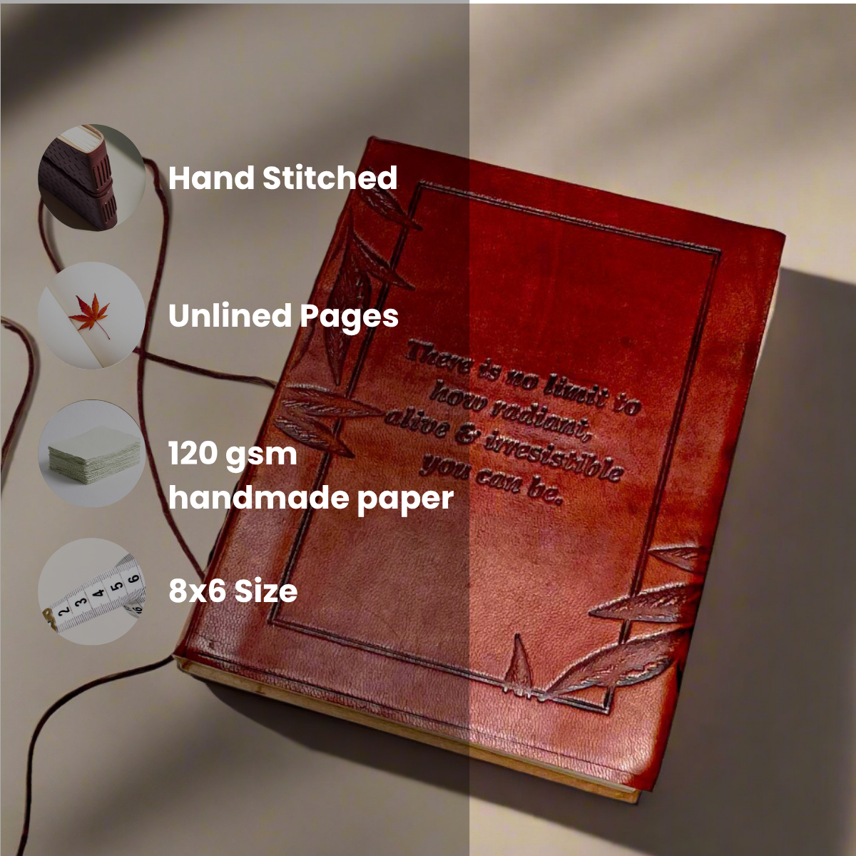 "No Limit To How Radiant" Leather Journal - Empowering & Sustainable Gift | Journal | Wiccan Center