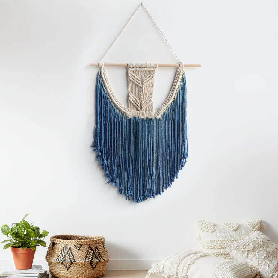 Nordic Boho Wall Hanging – Handmade Wooden Tapestry Decor