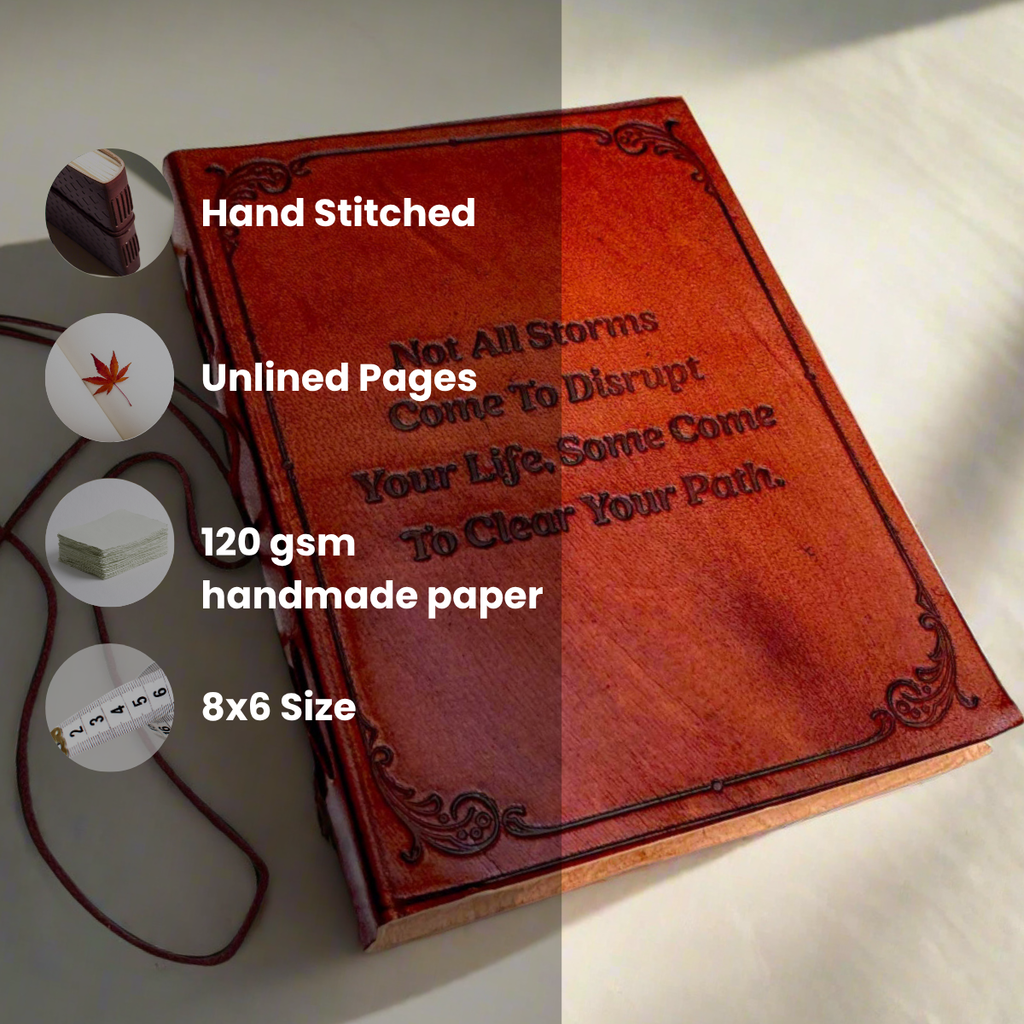 "Not All Storms" Leather Journal - For Resilience & New Beginnings | Journal | Wiccan Center