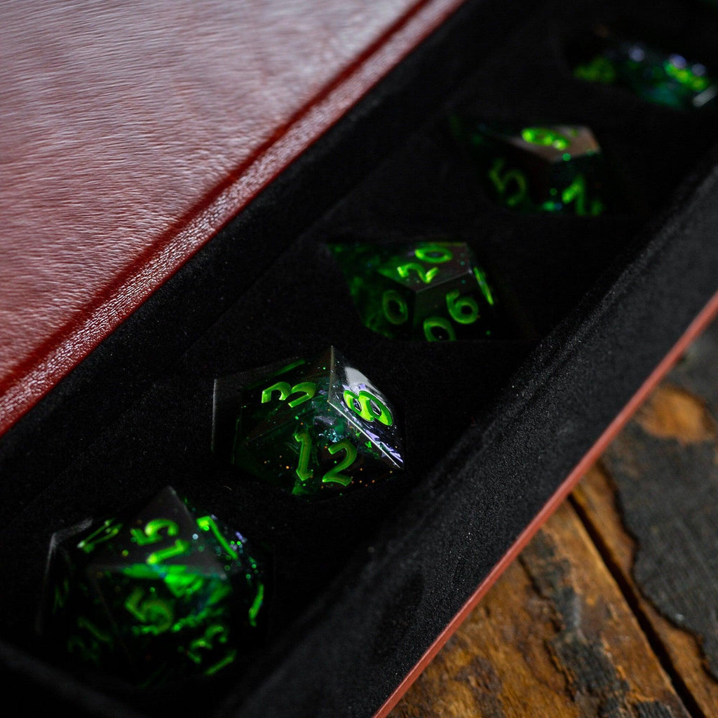 Nox Green Handmade Resin DND Dice Set | Resin Dice | Wiccan Center