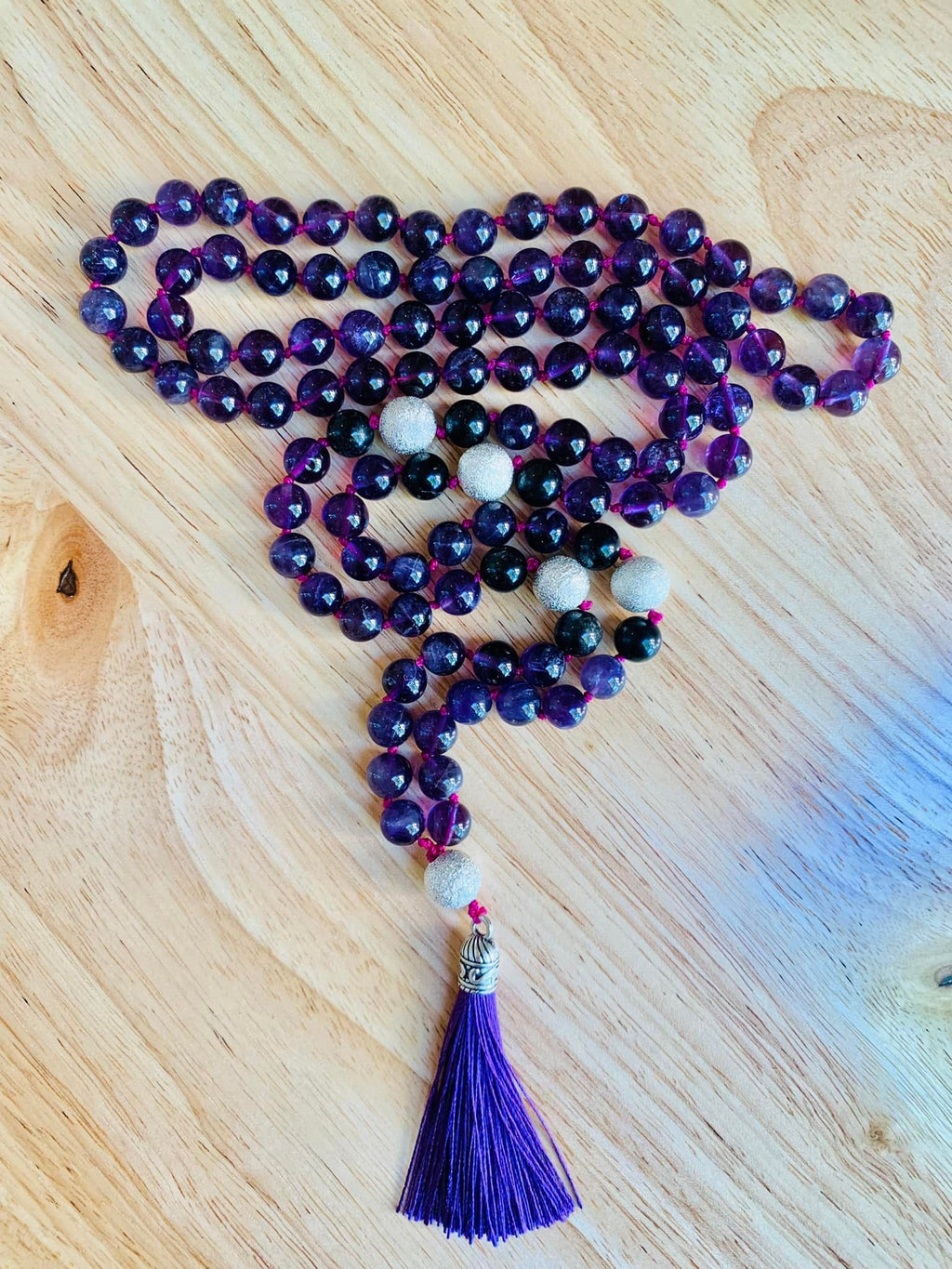 Nyx Mala- Nighttime Manifestation - Amethyst, Rainbow Obsidian, "Stardust" Beads | | Wiccan Center