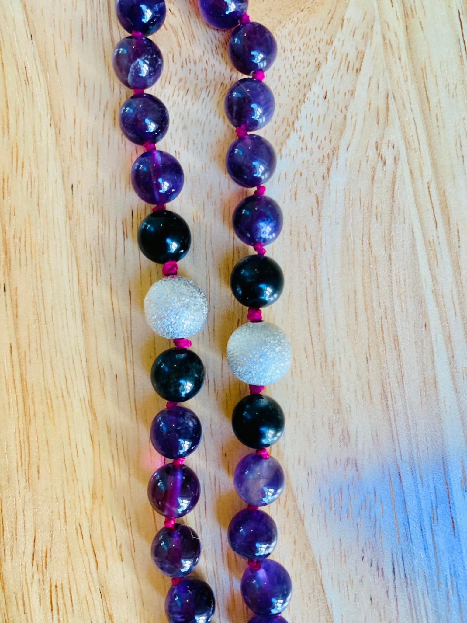 Nyx Mala- Nighttime Manifestation - Amethyst, Rainbow Obsidian, "Stardust" Beads | | Wiccan Center