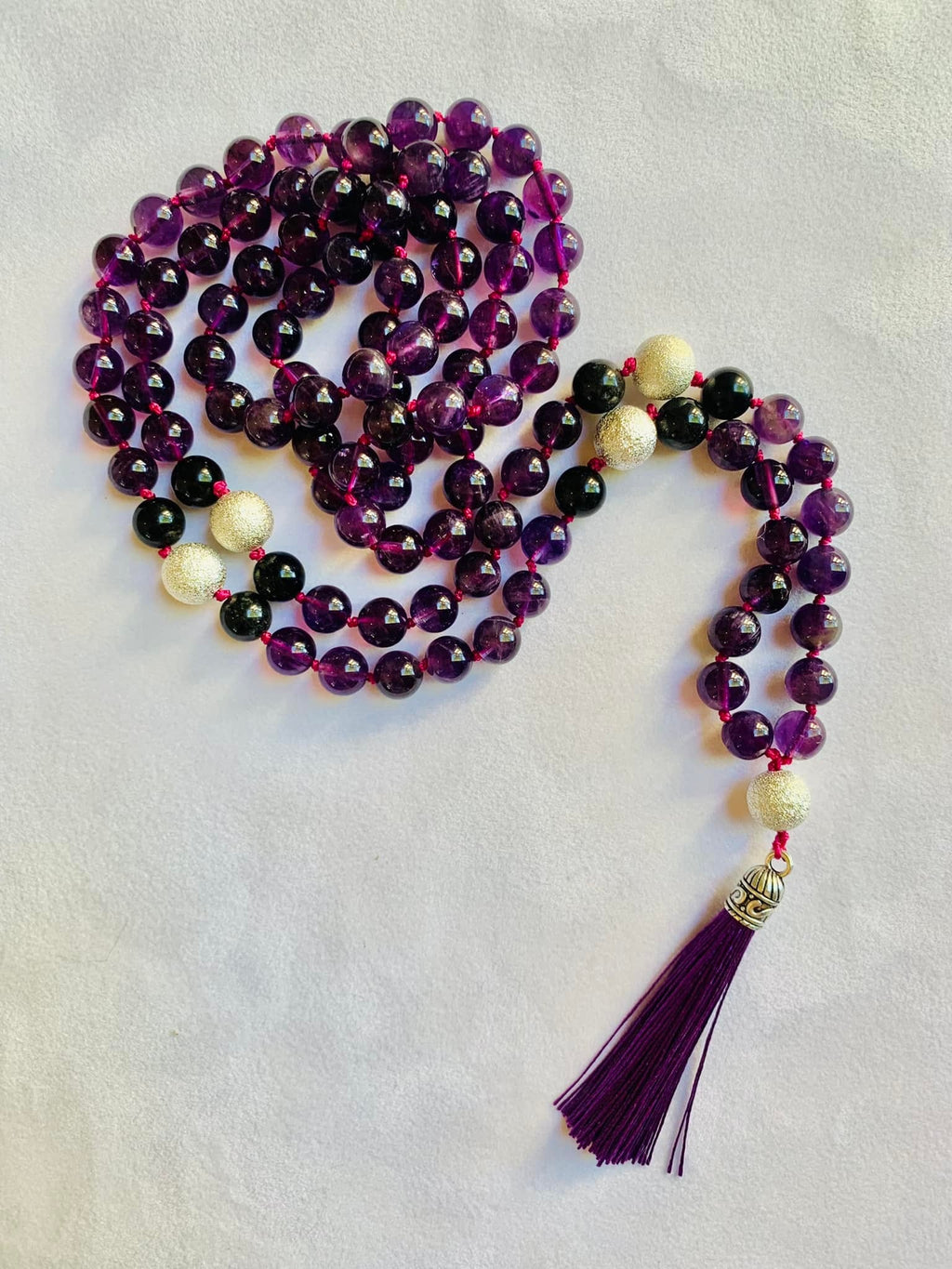 Nyx Mala- Nighttime Manifestation - Amethyst, Rainbow Obsidian, "Stardust" Beads | | Wiccan Center