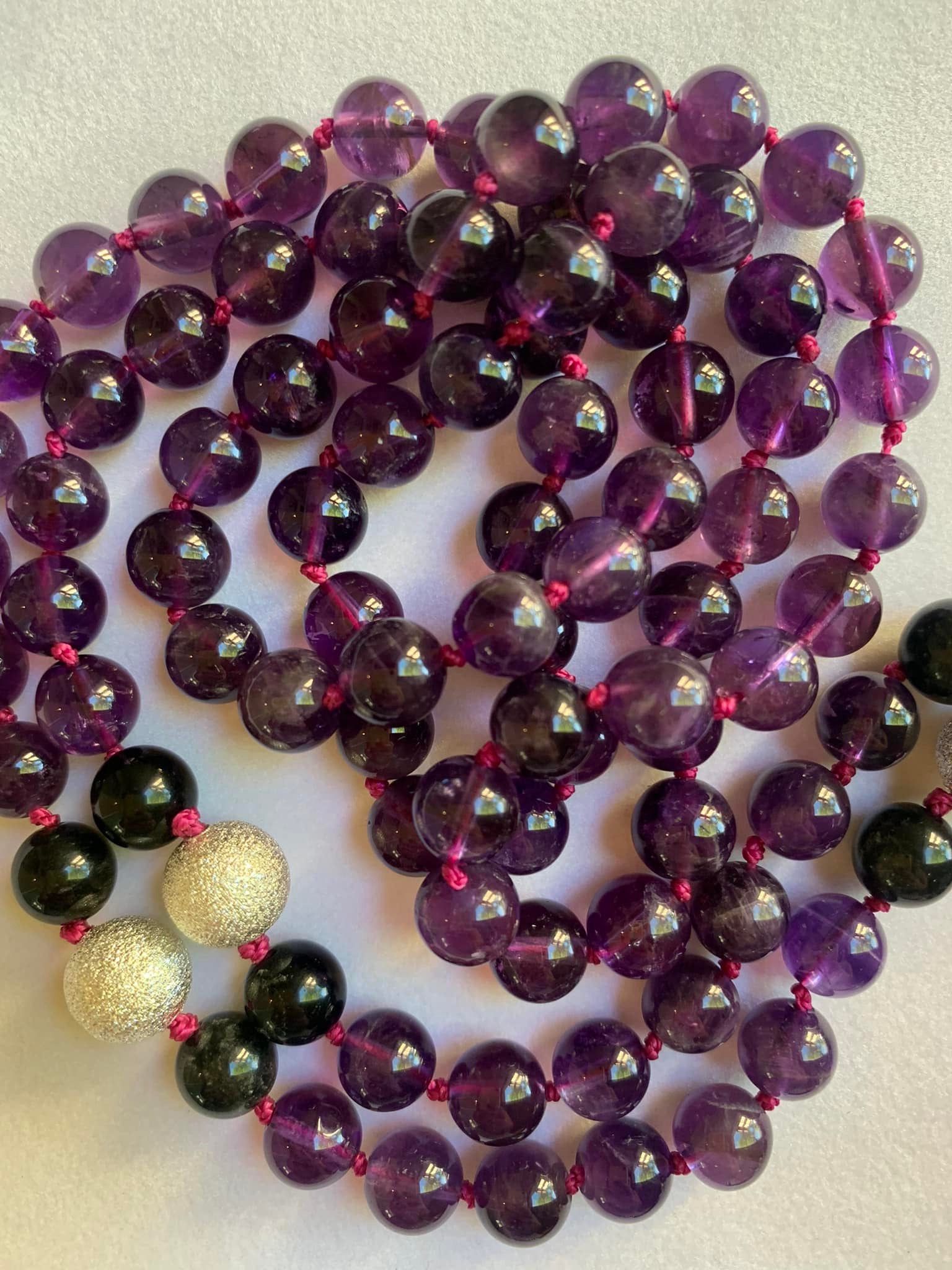 Nyx Mala- Nighttime Manifestation - Amethyst, Rainbow Obsidian, "Stardust" Beads | | Wiccan Center