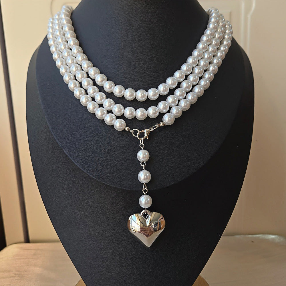 Bohemia Multilayer Long Pearl Chain Necklace Love Heart Pendant | necklace | Wiccan Center