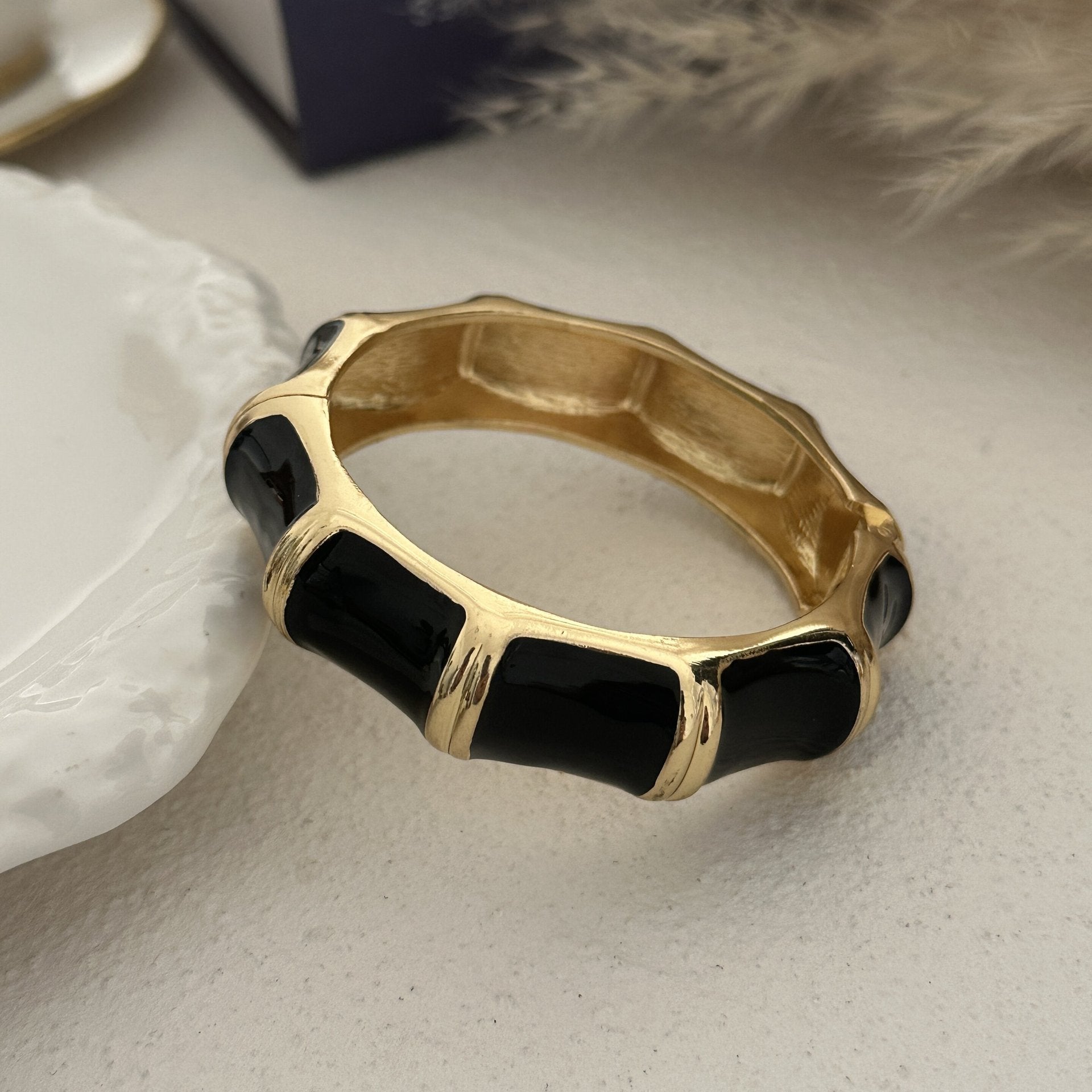 Women's Dripping Oil Open-ended Light Luxury Wave Bamboo Joint Twin Alloy Bracelets | Bracelet | Wiccan Center