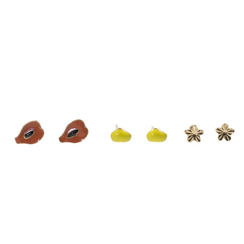Cartoon fruit stud earrings set | Earring | Wiccan Center