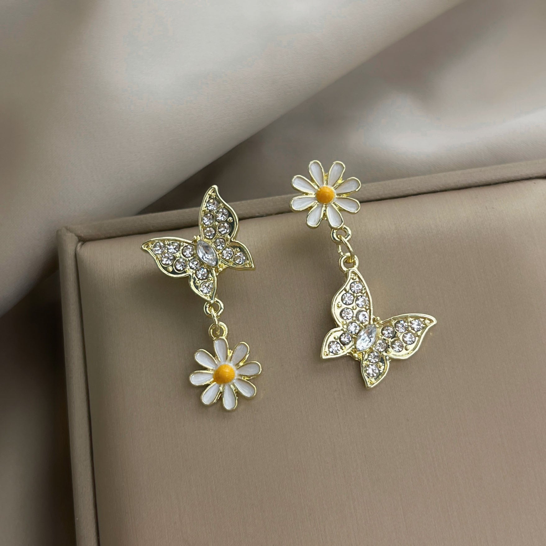 Flower Rhinestone Butterfly Stud Earring | Earring | Wiccan Center