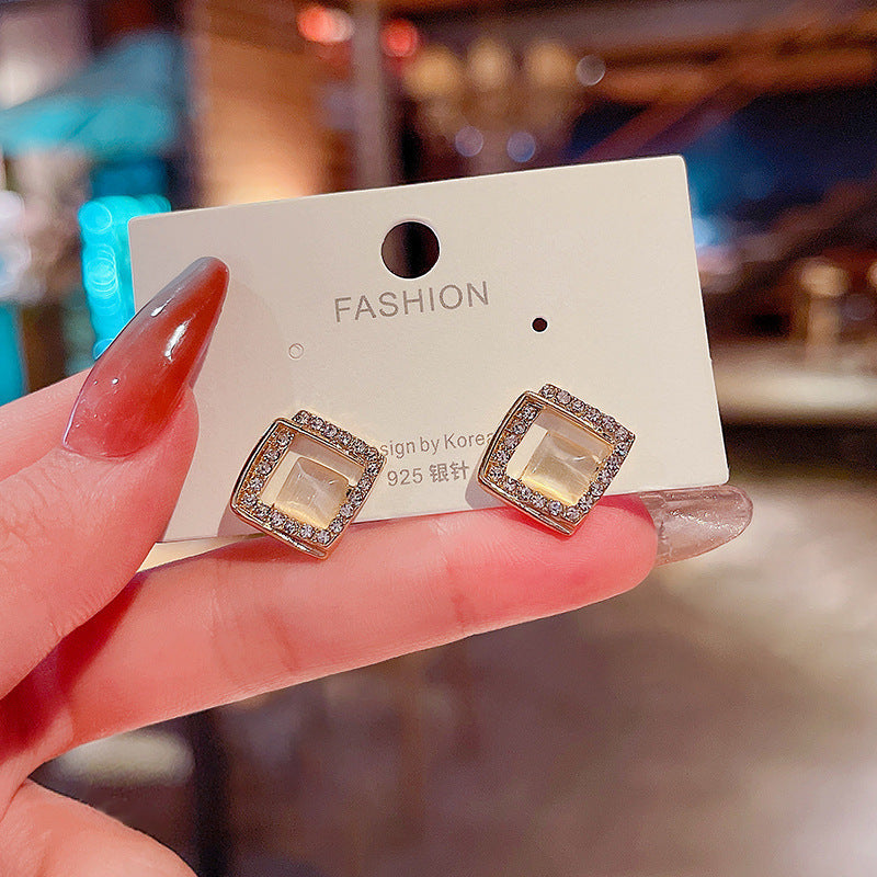 Opal Earrings Geometric Square | Earring | Wiccan Center