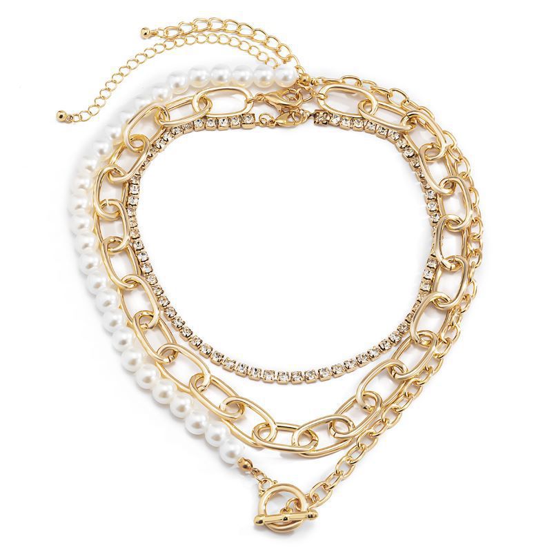 Vintage Baroque Pearl Necklace Rhinestone Collarbone Hip Hop Chain | necklace | Wiccan Center