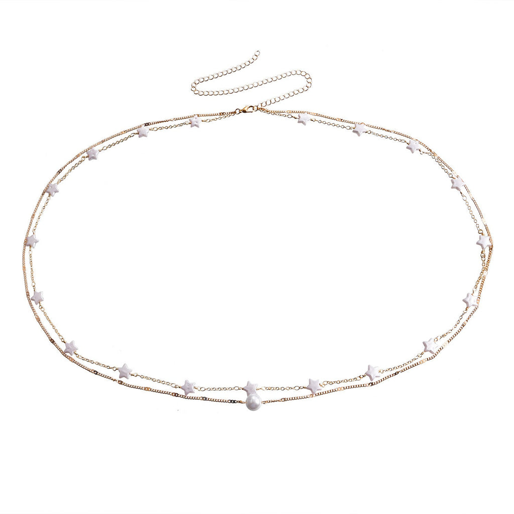 Hip Hop Metallic Pearl Star Layer Belly Waist Chain Jewelry | Body Jewelry | Wiccan Center