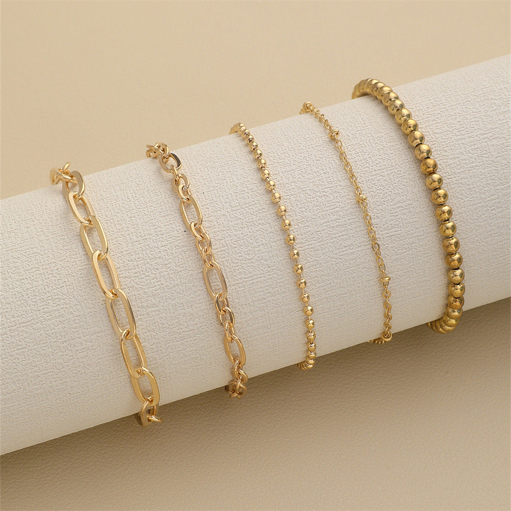 Metallic Beads Chain 5pcs Bracelet Set | Bracelet | Wiccan Center