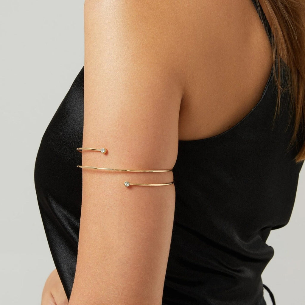 Metal Gem Spiral Diamond Armband Golden Bracelet