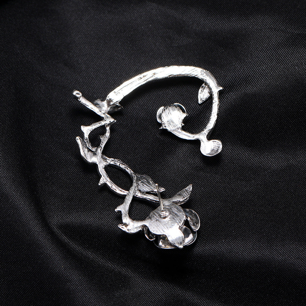 Gothic Punk Dark Series Single Leaf Rose Cuff Rings