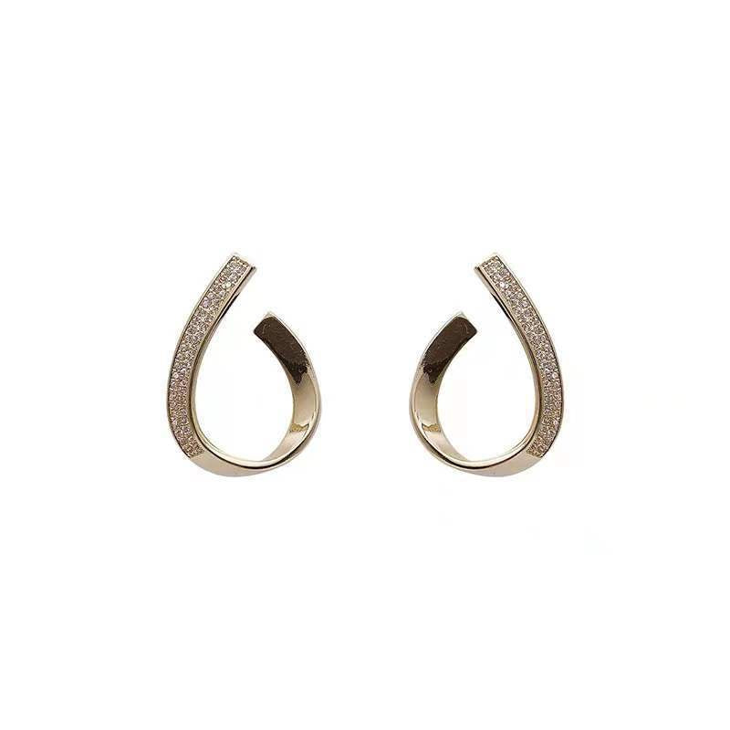 Geometric Rhinestone Twisted Simple Drop Studs Earrings | Earring | Wiccan Center