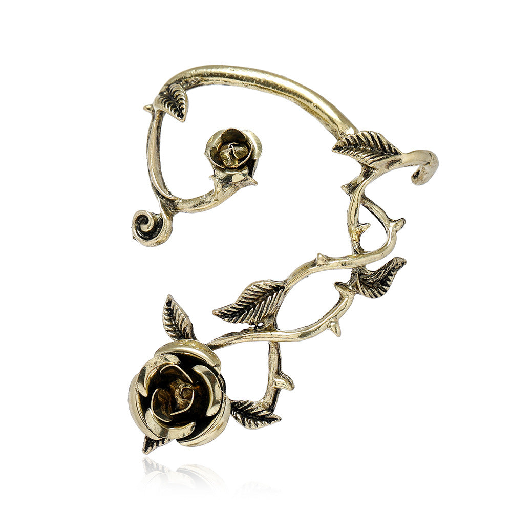 Gothic Punk Dark Series Single Leaf Rose Cuff Rings | Ear Clip | Wiccan Center