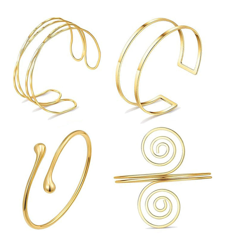 Women's Open Armband Gold Sier Personality Flattening Bracelet | Bracelet | Wiccan Center