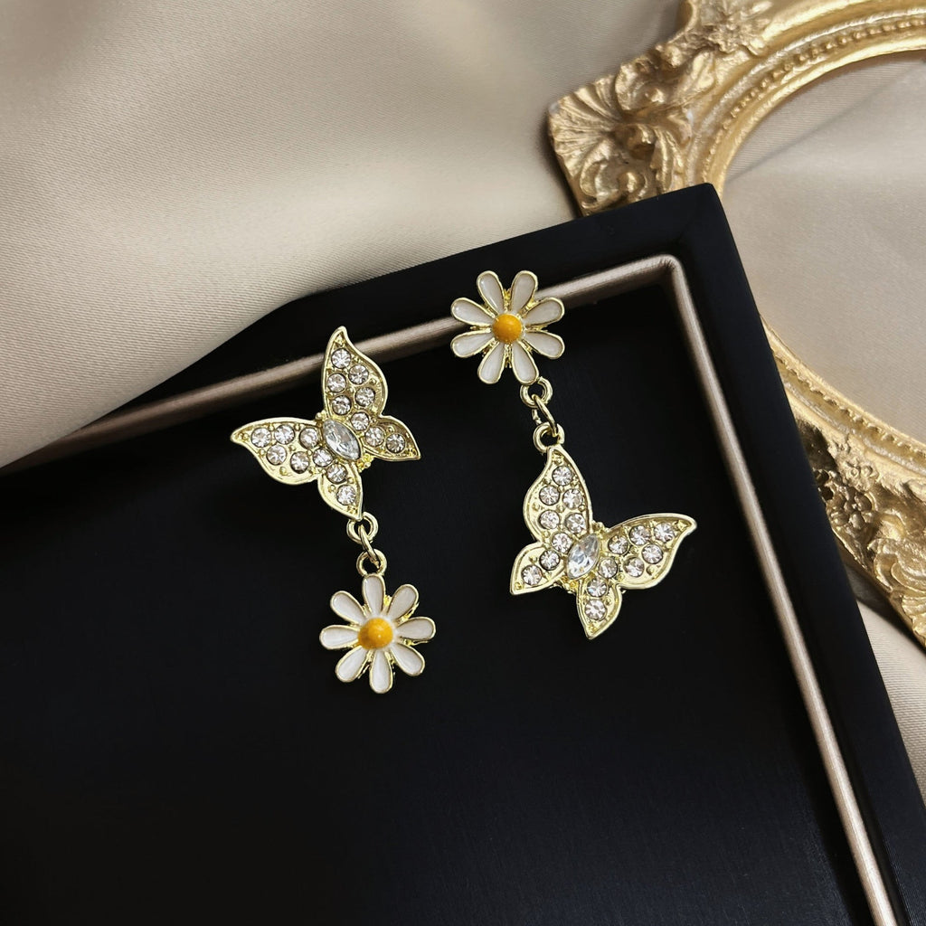 Flower Rhinestone Butterfly Stud Earring | Earring | Wiccan Center