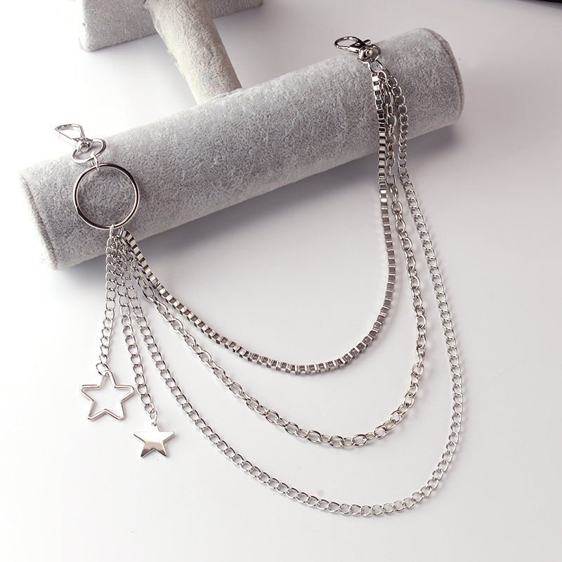 Multiple Layers Chain Charm Star Pendant Pants Belts Jeans Chain | Body Jewelry | Wiccan Center