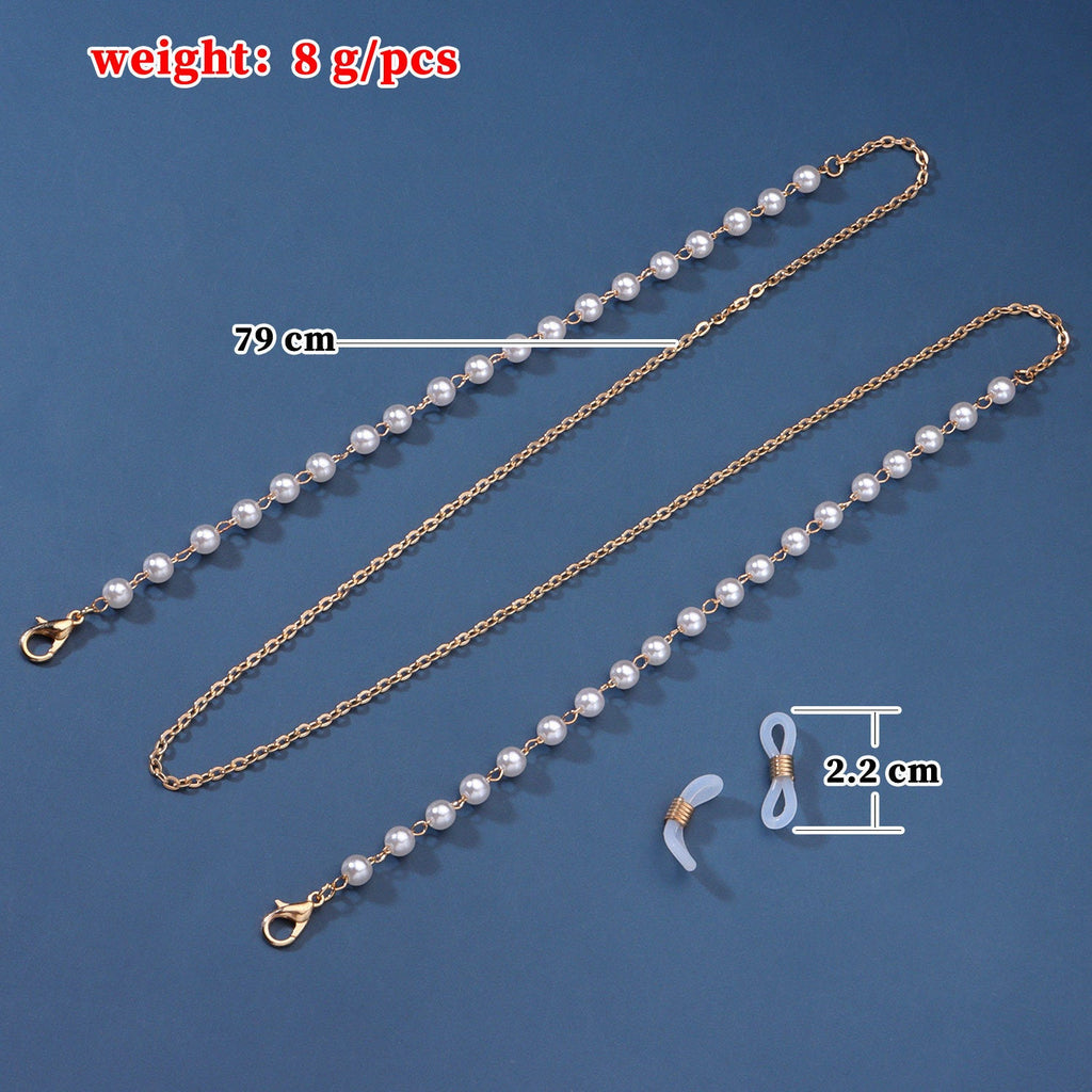 White Pearl Metal Gold Sunglasses Chain | Body Jewelry | Wiccan Center