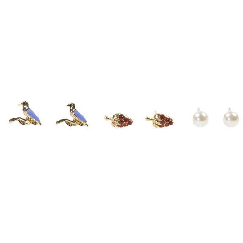 Bird Strawberry Stud Earrings Set | Earring | Wiccan Center