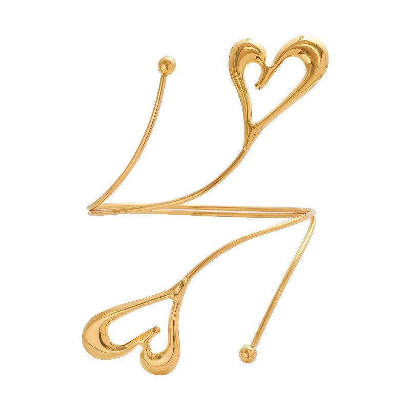 Personality Exaggerated Two Loving Heart With Opening Bracelet