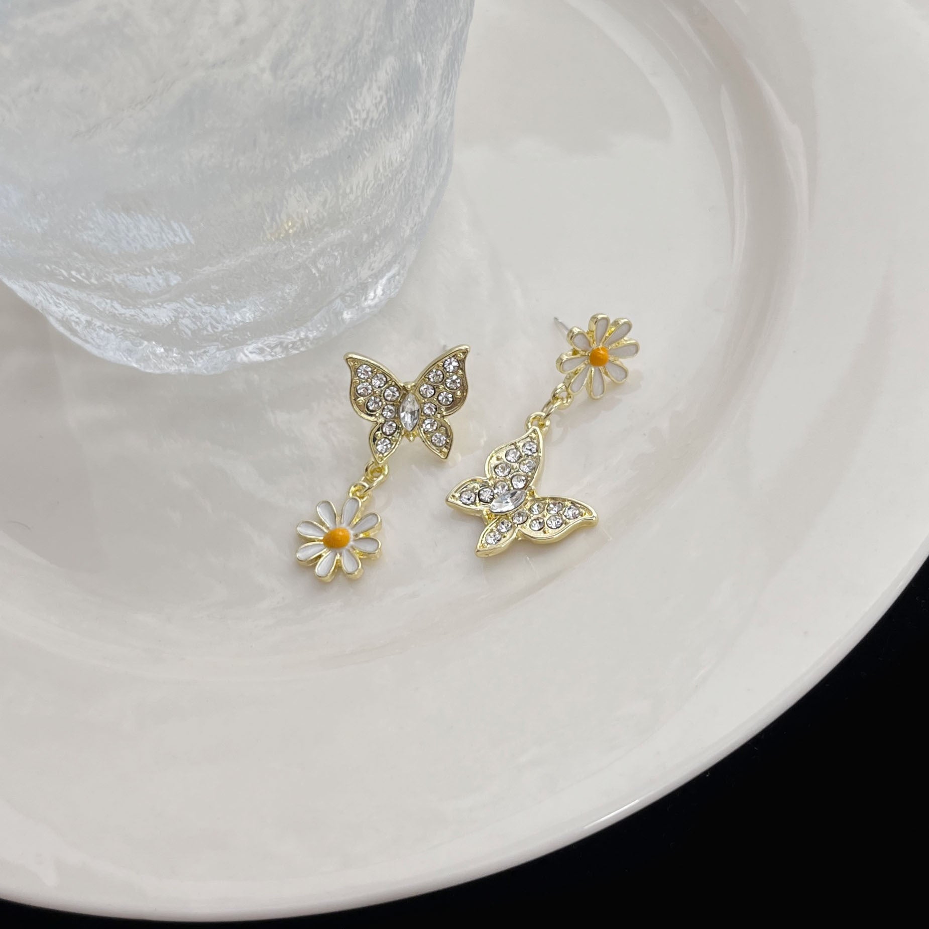Flower Rhinestone Butterfly Stud Earring | Earring | Wiccan Center