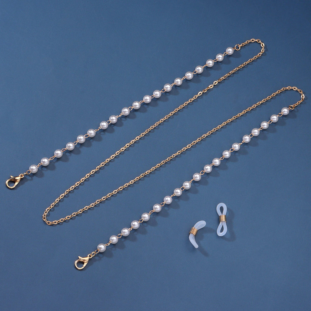 White Pearl Metal Gold Sunglasses Chain | Body Jewelry | Wiccan Center