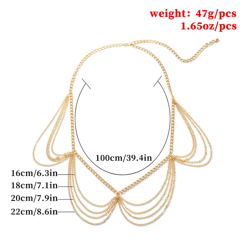 Sexy Beach Bikini Thin Belly Chain Simple Geometric Exaggerated Fringe Waist Chain Jewelry | Body Jewelry | Wiccan Center